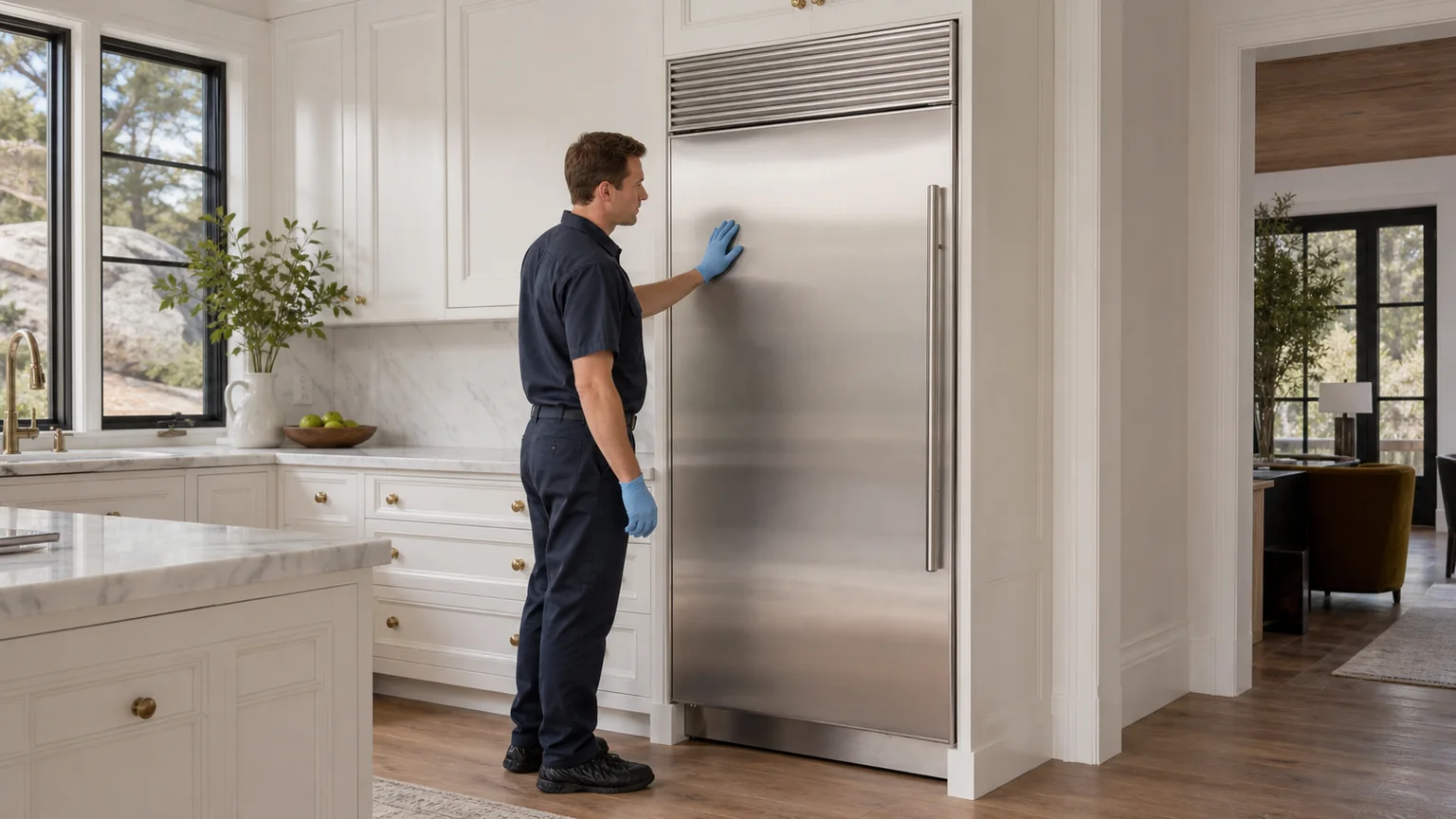 Built-in refrigerator prepared for a professional diagnostic visit