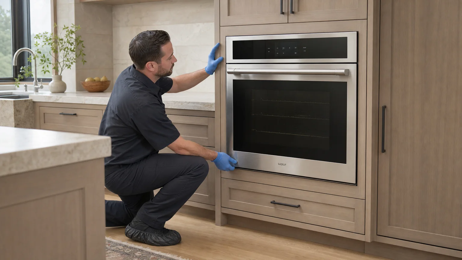 Built-in wall oven prepared for a professional diagnostic visit